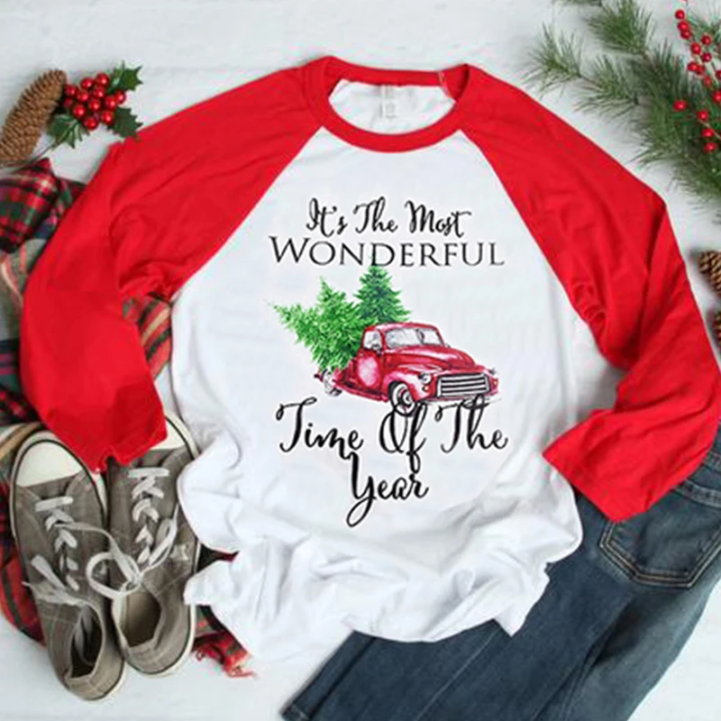 

Women T-shirt Fall Tee Time of The Year Tee Plus Size Top Womens New Female Shirt Clothes Shirts New Merry Christmas