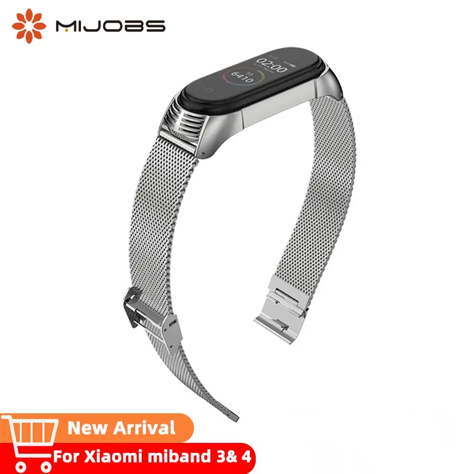 

Mijobs bracelet mi band 4 wrist strap metal stainless steel for xiaomi miband 3 strap miband 4 Pulsera watch correa