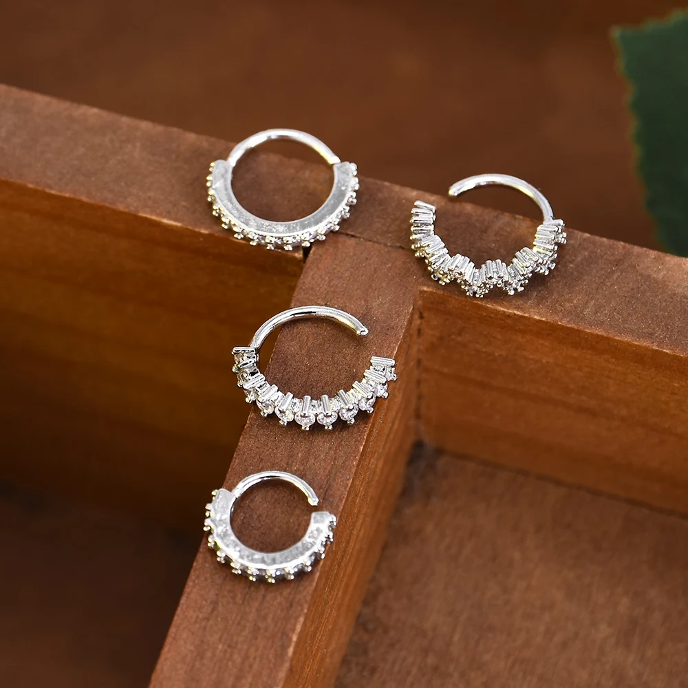 Серебряные кольца для носа Daith Snug пирсинг для пупка Спиральные серьги, Надеваемые На ушной хрящ ювелирные изделия для тела для женщин перегородка кольцо ушные датчики
