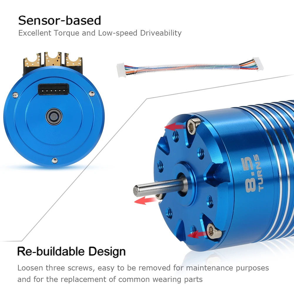 

High Efficiency 540 8.5T 80A 4100KV RC Sensored Brushless Motor for 1/10 RC Car