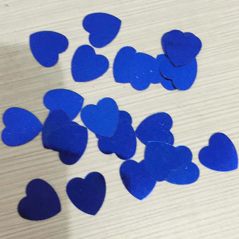 300pcs/lot 1.5cm New Plastic Heart Shape Confetti Wedding Confetti For Birthday Party Wedding Table Decoration Supplies - Color: Blue