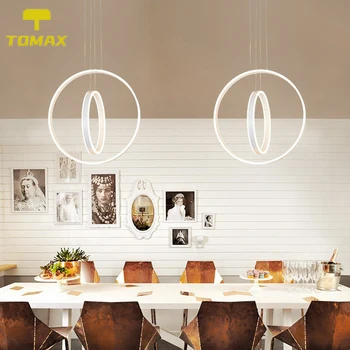

[Remote Control] TOMAX 3 Colors Changing and Dimming Aluminum Modern Luxury Ring Led Chandelier Light Fixtures Loft Island Penda
