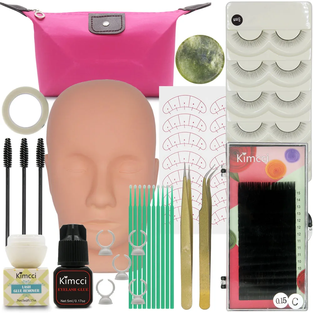 

Kimcci False Eyelash Extension Training Kit Practice Set Makeup Mannequin Head Grafting Eyelashes Exercise Tools Kit Eye Lashes