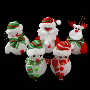 

Cute Christmas Night Ornaments Gift Snowman Santa Claus Deer Bear Ornaments Lighting Xmas Home Decor Light With Battery