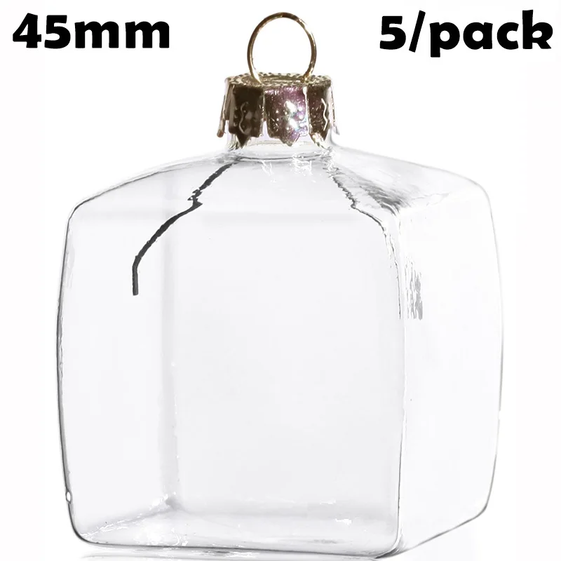 Promotion - Handmade DIY Paintable Clear Christmas Decoration 45mm Glass Square/Cube Ornament 5/Pack | Дом и сад