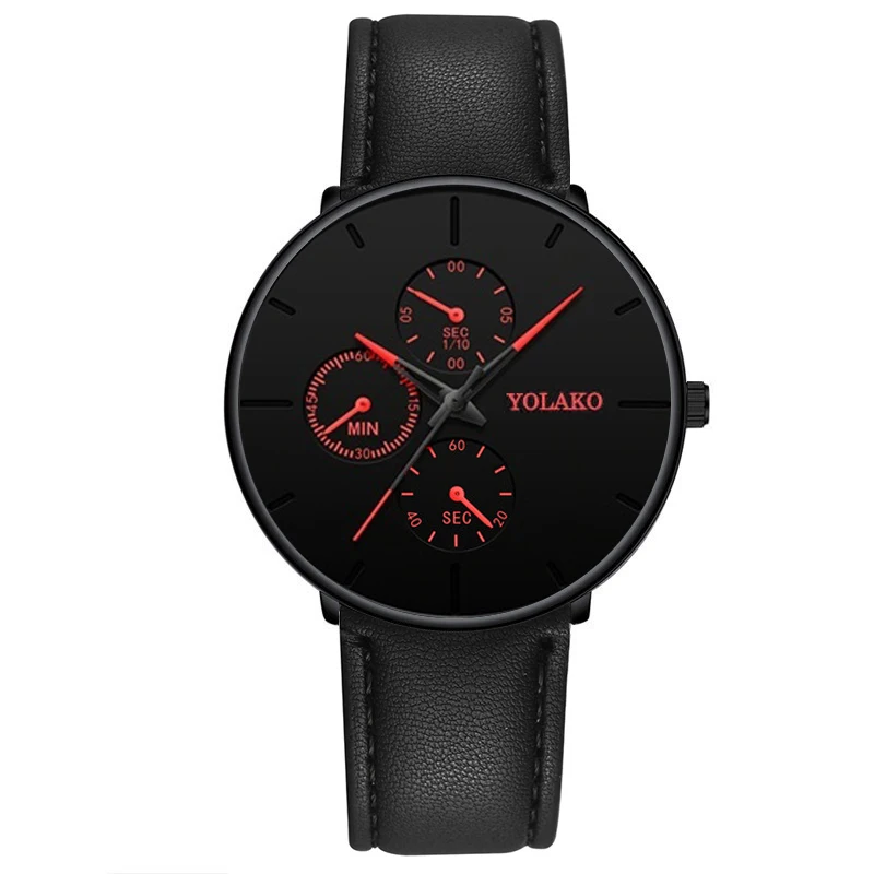 L black red Модные мужские часы минималистичные Роскошные ультра тонкие наручные часы из нержавеющей стали с сетчатым ремешком аналоговые кварцевые часы Relojes Hombre - Цвет: L black red