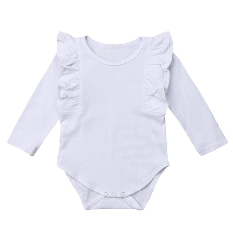 Newborns Long Sleeve Romper Bodysuit Infant Baby Boys Girls Solid Color Ruffle Fashion Autumn Winter Jumpsuit Clothes 3-24M A20