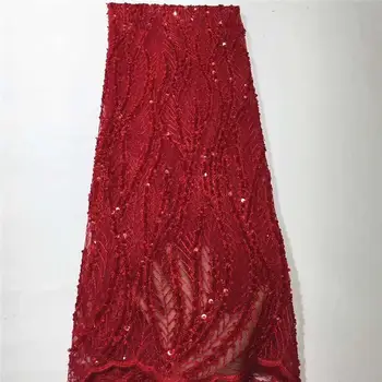 

Nigerian French Tulle Lace Fabric In Red African Net Lace Fabric With Sequins African Lace Wedding Fabric For Dress ZHXA11
