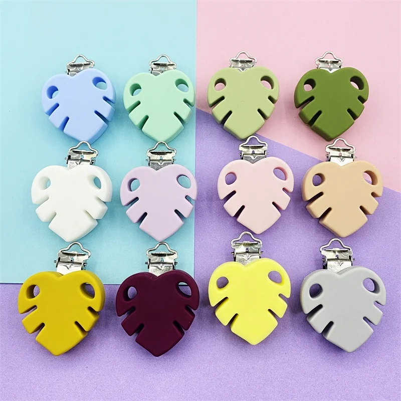 1pcs Perle Silicone Leaves Shaped Clips BPA Free DIY Baby Soother Nursing Dummy Draft Teethiing Toys Clips Teething Toys Silicone Teething Toys Baby Teething Toys