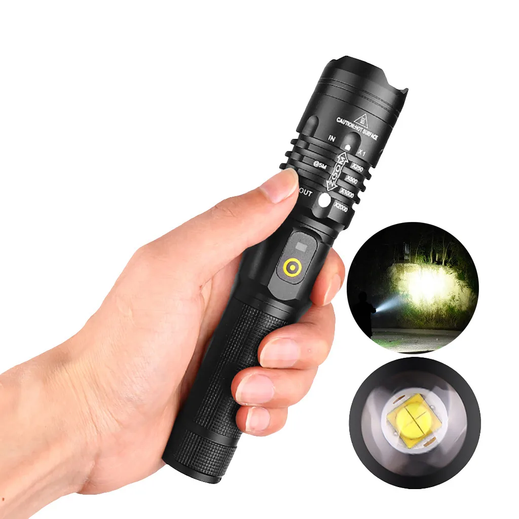 

Led flashlight Ultra Bright torch 2-4 files Camping light 5 switch Modes waterproof Zoomable Bicycle Light use 18650 battery