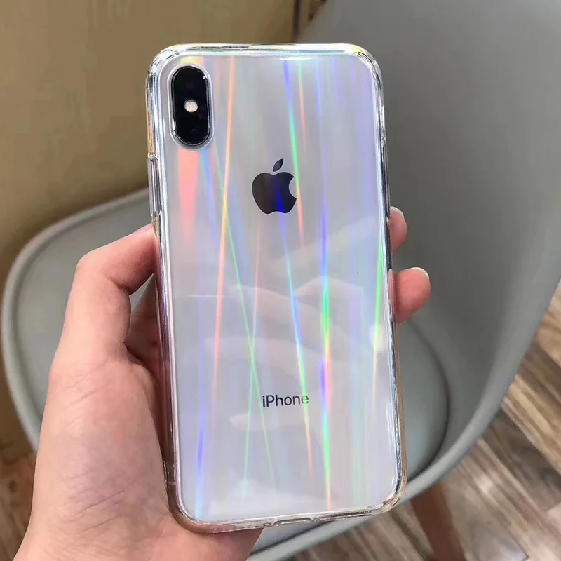 Rainbow Laser Cases For iPhone X XS Max XR Transparent Soft Fundas For iPhone 11 XR 6S 8 Plus 12 Clear Acrylic Covers - AliExpress