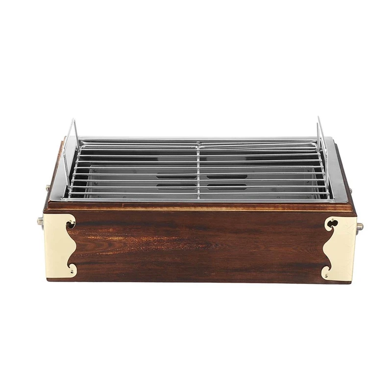 Portable Wood Stainless Steel Bbq Grill Food Barbecue Cooking Tools Charcoal Barbecue Stove Camping Bbq Tools Kitchen Accessorie