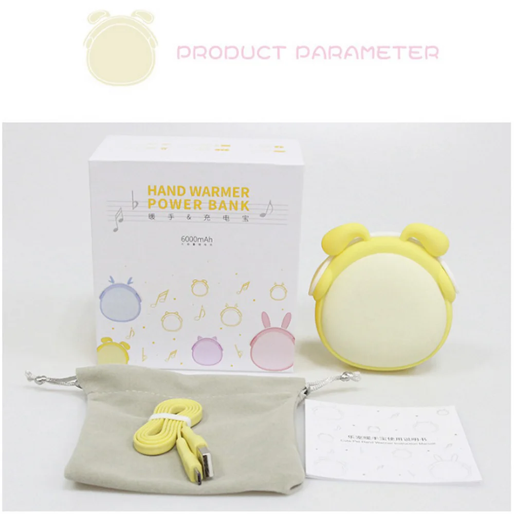  Rechargeable Electric Mini Portable USB Hand Data line Home 5V Warmer Power 6000mAh 7W Solid Bank C
