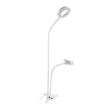 

BG-12W 2-in-1 Cell Phone Holder with LED Selfie Ring Light for Live Stream Phone Clip Holder Adjustable Desk Lamp