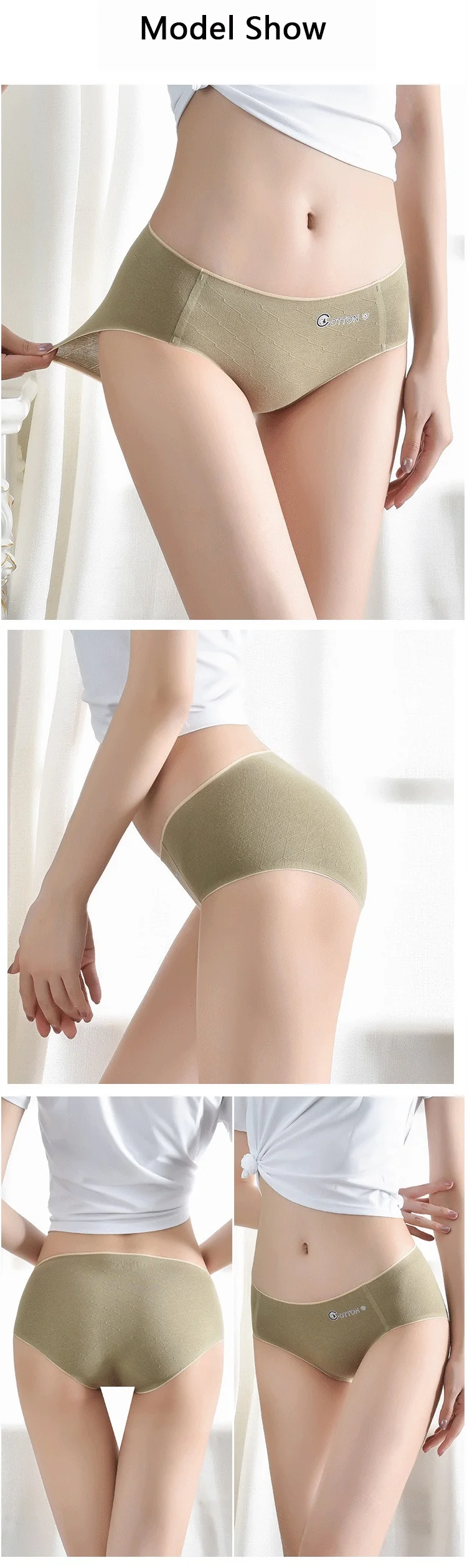 3pcs/Pack! Cotton Solid Color Women Briefs Soft Breathable Mid-Rise Panties high waisted brazilian knickers