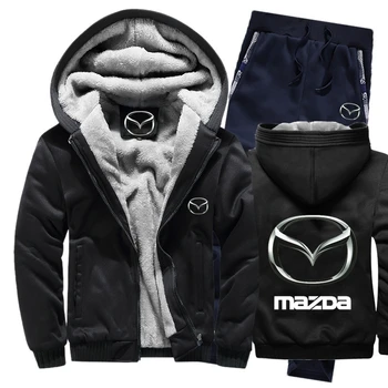 

Fashion Wild Thicken Warm Hoodies Comfortable Men's Hoody High Quality Mazda Car LOGO Sweatshirt Brand Motion Set Fast delivery