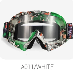 A011WHITE Очки для мотокросса, очки для мотокросса, очки для мотоцикла, шлемы с очками, лыжные спортивные очки, маска, Мото очки, набор - Цвет: A011WHITE