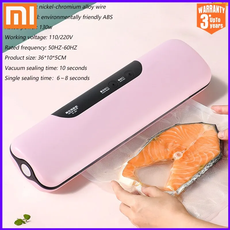 XIAOMI MIJIA-máquina selladora al vacío para cocina, Ahorrador de alimentos, sellador de alimentos al vacío eléctrico para el hogar, incluye 10 Uds. De bolsas de almacenamiento
