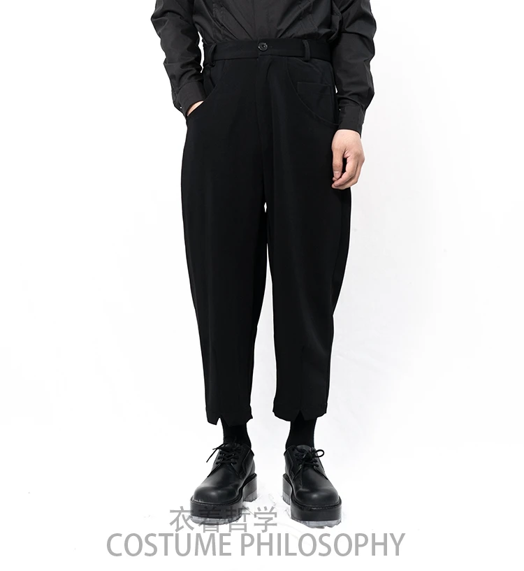 

2021 мужская одежда стилист волос модные повседневные штаны с разрезами на ногу размера плюс костюмы 27-46