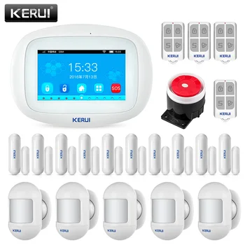 

KERUI Smart Home Security WIFI GSM Alarm System 4.3 inch TFT Color Screen SMS PIR Motion Sensor Door Sensor Kit