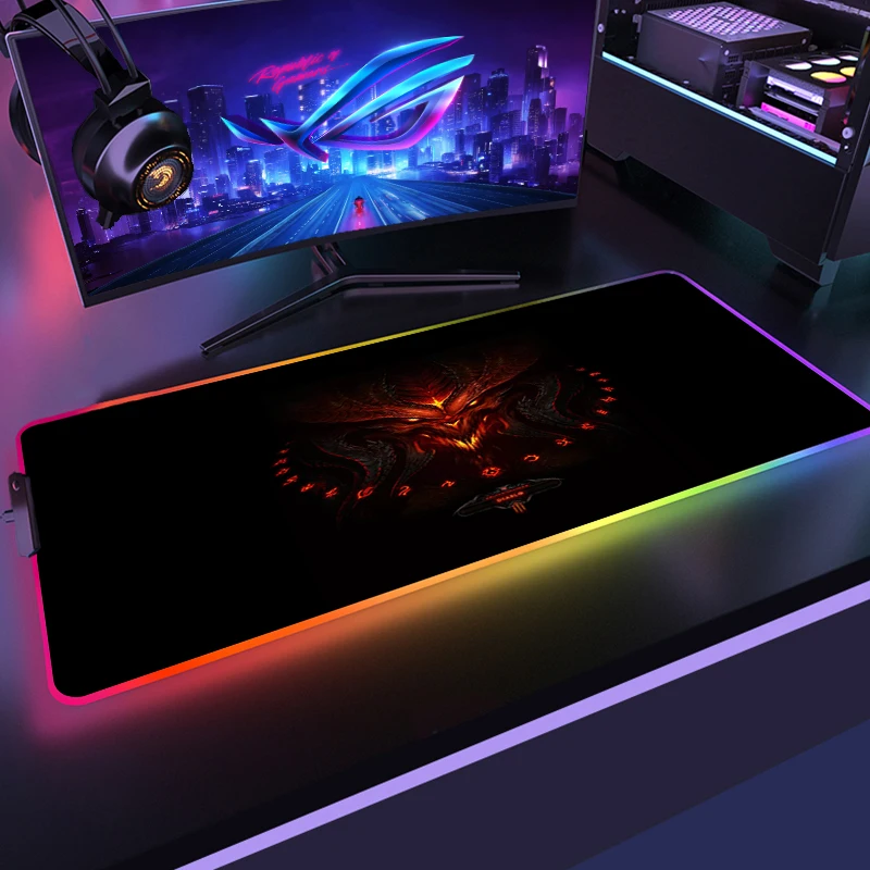 

RGB Mouse Pad Diablo 3 Gaming Mouse Pad Computer Large Mousepad Backlit XXL Mouse Pads LED Gamer Mause Carpet Desk Mat For CS