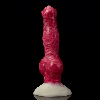 GEEBA Animal Dog Dildos with Stuction Cup Big Dick Wolf Huge Knot Dildo Soft Liquid Silicone Femal Anal Plug Intimate Sex Toys 6