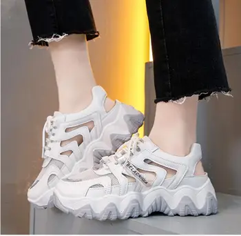

Sports Sandals Women Hollow out dumpy sneaker 2020Summer Fashion womens Daddy Running Shoes Student Mesh Casual platform sneaker