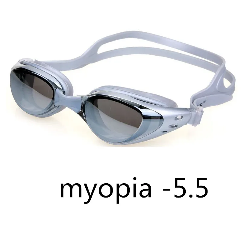Sliver myopia 550 Профессиональная силиконовая близорукость 200-600 очки для плавания противотуманные УФ очки для плавания мужские и женские диоптрические спортивные очки - Цвет: Sliver myopia 550