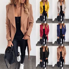 Большие размеры 3XL женские Новые лацканы двойной шерстяной тонкий пальто леди Peacoat зимнее пальто куртки верхняя одежда