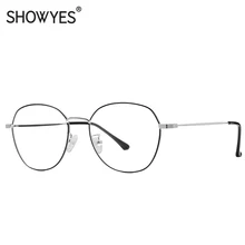 SHOWYES очки для компьютера, анти-синий светильник Blu Blcoking, металлические очки, нестандартные, антирадиационные прозрачные линзы, очки, полигон 015