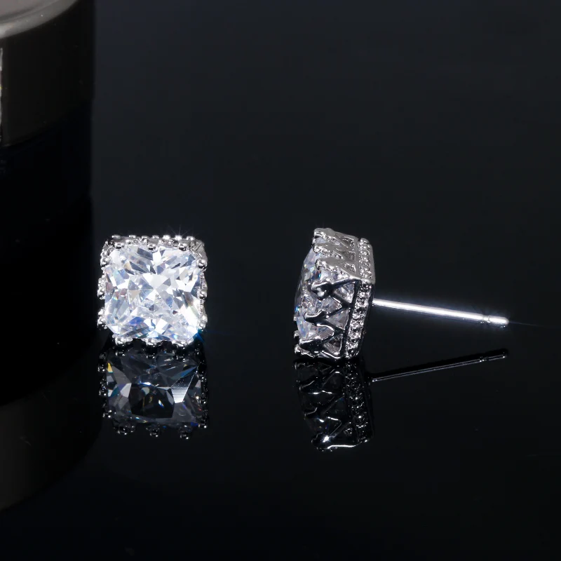 Женские серьги гвоздики с фианитом цвета белого золота|stud earrings|stud earrings for womenearrings
