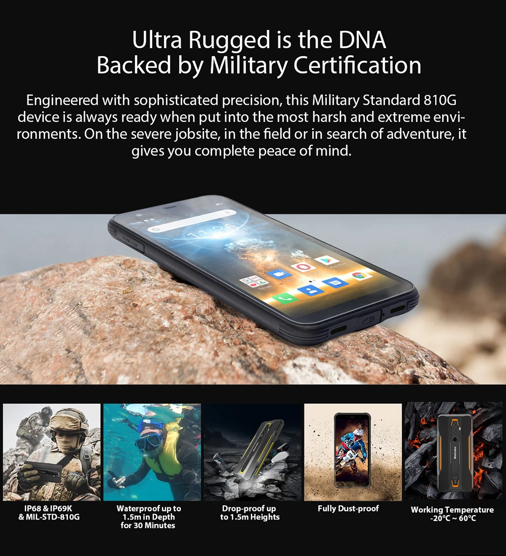 BLACKVIEW BV6300 Pro Helio P70 6GB+128GB IP68 Waterproof Rugged Smartphone 4380mAh NFC Mobile Phone Android 10.0