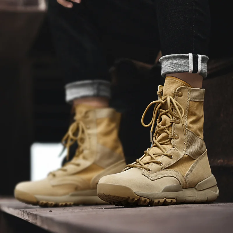 

Large Size 46 Martin Boots Men's Outdoor Special Forces Spring Summer Breathable Combat Boots Desert Boots Hiking Shoes Couples
