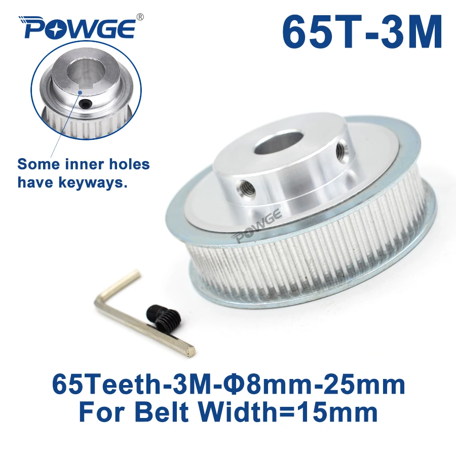 

POWGE 65 Teeth HTD 3M Synchronous Pulley Bore 6/8/10/12/14/15/17/19/20mm for Width 15mm 3M Timing belt HTD3M pulley 65T 65Teeth