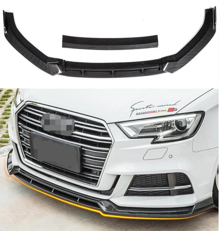 4 шт. ABS Спойлер для переднего бампера и губ из углеродного волокна AUDI A3 S3 RS3 Sline 2017