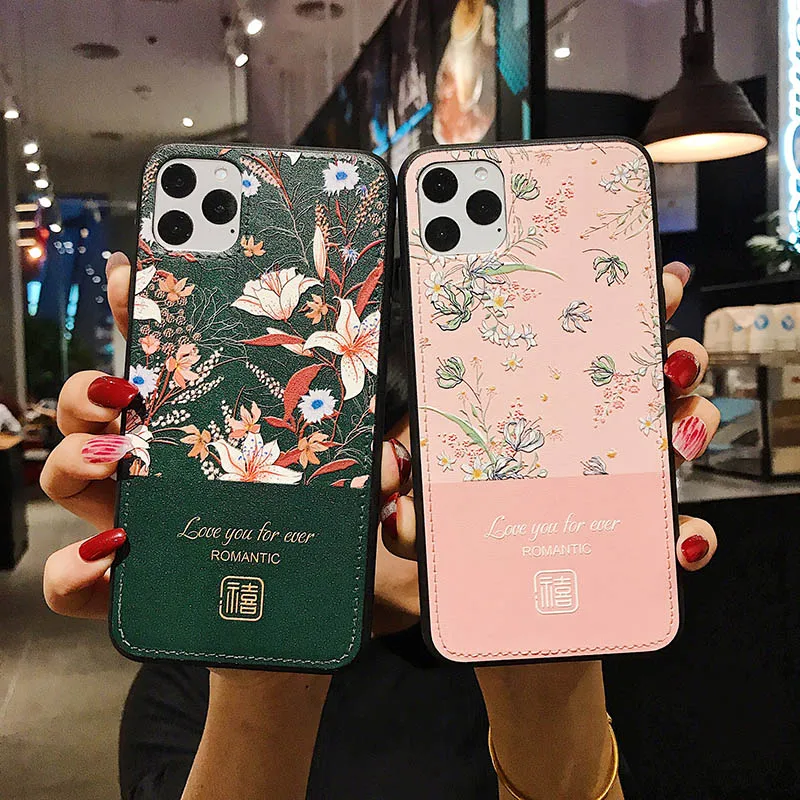 Чехол для телефона в китайском стиле с художественными цветами iPhone 11 Pro Max XS XR 6 6S 7 8