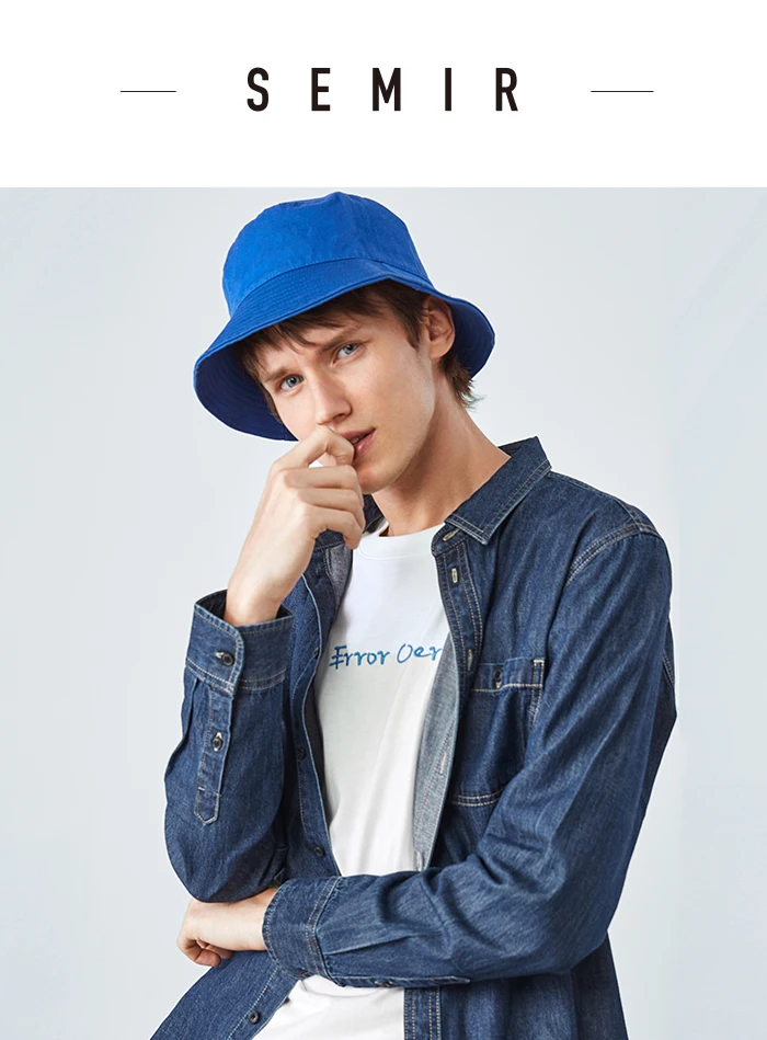 SEMIR 2019 Осенняя новая джинсовая рубашка с длинными рукавами Мужская индивидуальная тканая Красивая хлопковая дюймовая рубашка Молодежная