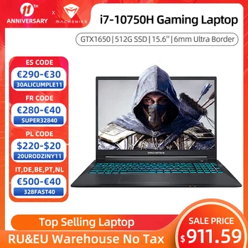 Machenike T90 T58 Gaming Laptop intel i7 10th Gen 15.6 FHD Laptop GTX1650 Computer Laptops 16G RAM 512G SSD 1T HDD Notebook IPS 1