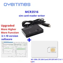 Oyeitimes leitor de cartão sim escritor + 5 pces 2ff/3ff/4ff programável cartão sim em branco lte wcdma gsm usim 4g cartão + sim personalizar ferramentas