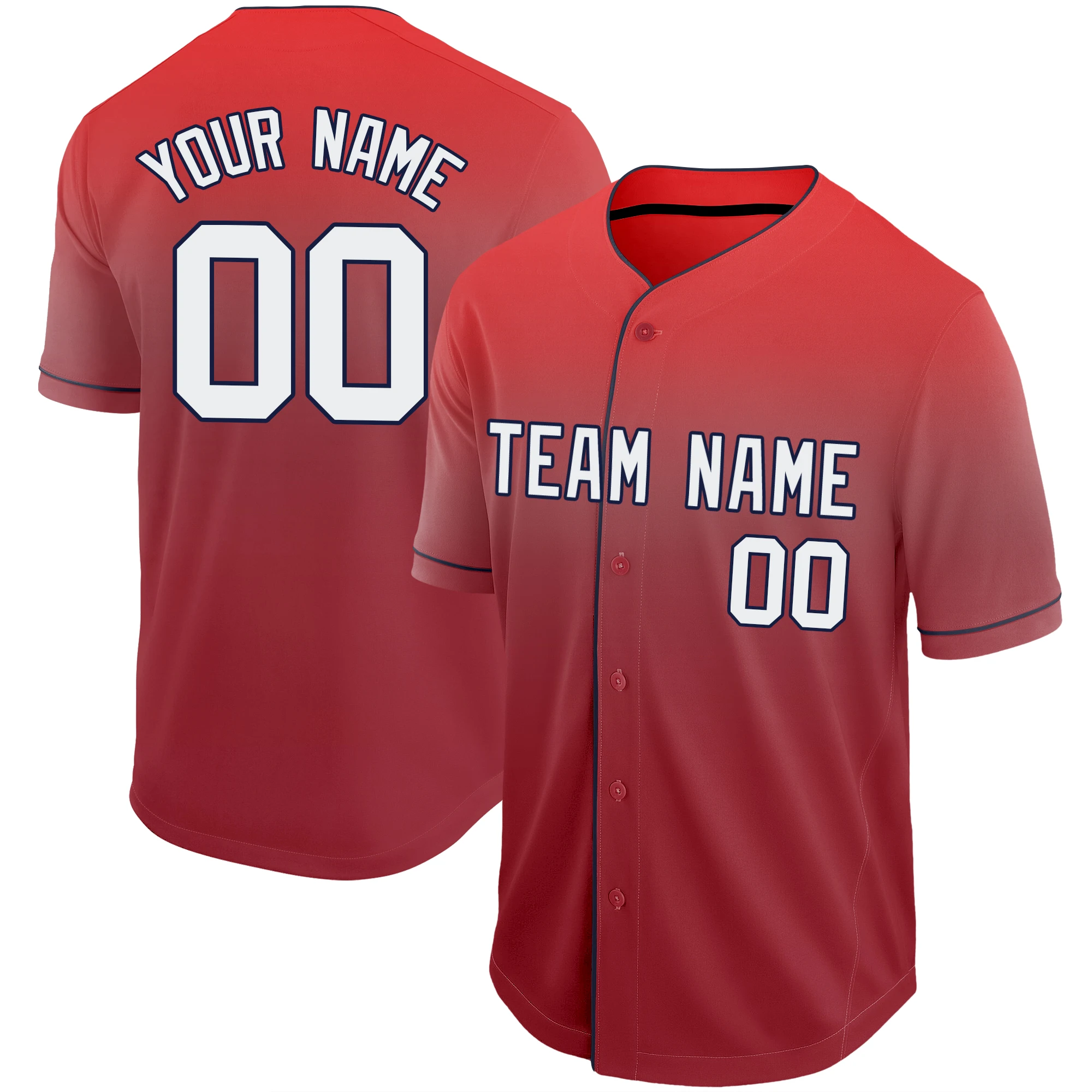 Baseball Jersey Printed Team Name and Numbers Gradient Loose Men/Boy Tee Shirts Awesome Christmas Gift for Playing