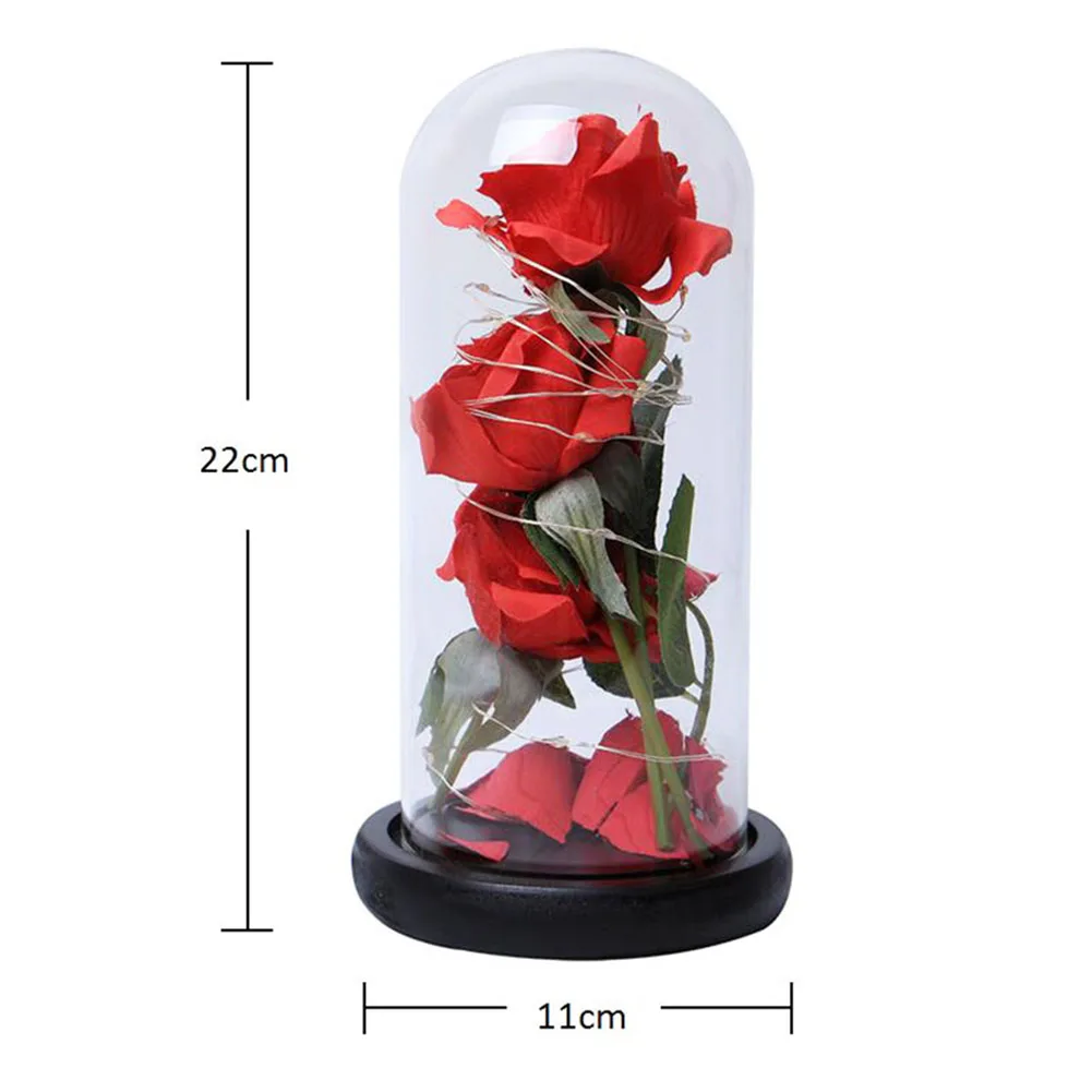 Ночной светильник Immortal Flower Rose Music в стеклянном куполе на деревянной основе для подарков на день Святого Валентина, светодиодный светильник в виде цветка розы для спальни