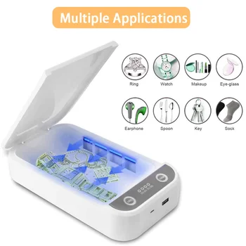 

UV Mobile Phone Nail File Tool Cleaning Box Multifunctional Phone Nail Cleaner Portable USB Charging UV LED Manicure Cleaner Box