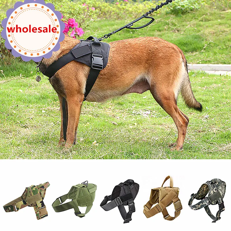 

5pcs Tactical Dog Harness Vest Patrol K9 Working Pet Collar Small Large Military Service Dog Harness With Handle For Shepherd