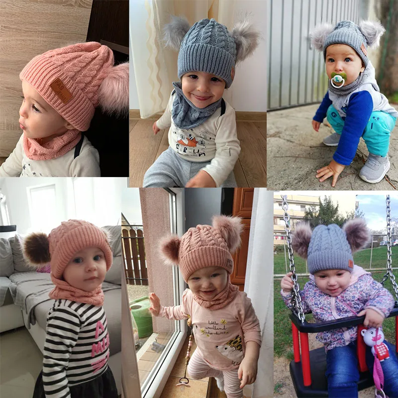 YEABIU/Новинка; зимняя шапка и шарф; зимняя детская шапка; теплая шапка и снуд для девочек и мальчиков; Детский комплект из шапки и шарфа; аксессуары