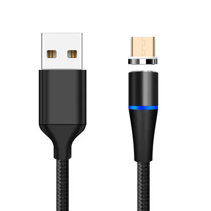 5А магнитное зарядное устройство для iPhone X XSR XS светодиодный магнитный кабель Android Micro usb type C для samsung S9 Plus Магнитный кабель для быстрой зарядки - Цвет: Black For Micro USB