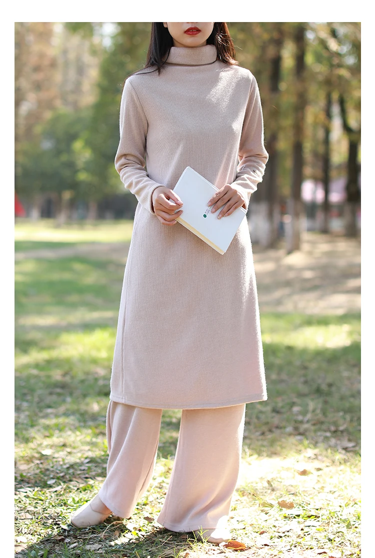 LZJN 2019 Autumn Winter Full Sleeve Women Knitted Turtleneck Sweater Dress Mid-length Female Knit bottoming Shirt Black 4 Colors (23)