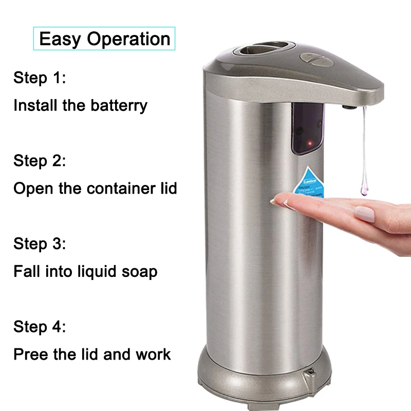 Дозатор для жидкого мыла, насос 280lm, автоматический, нержавеющая сталь, датчик, дозатор для мыла, душ, кухня, бутылка для мыла для ванны/ванной