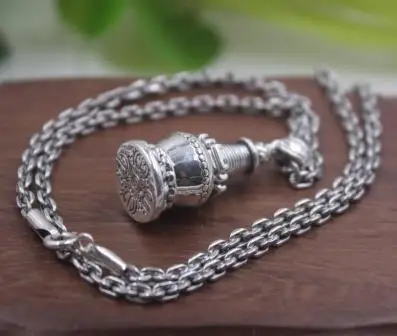 Pendant and Necklace Стерлинговое Серебро S999 кулон подходит для мужчин буддизм башня подарок Удача кулон 35*14 мм - Цвет камня: Pendant and Necklace