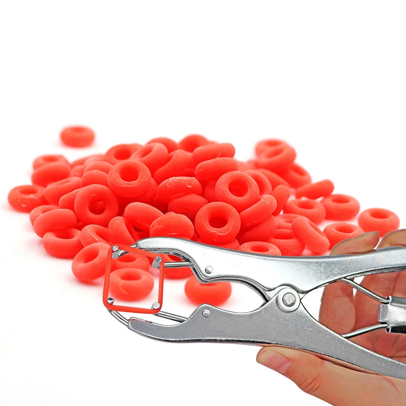 1Pcs Farm Castration Bander Forceps Pliers Tail Dock Cattle Sheep Goat with 100Pcs Castrator Rings