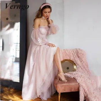 

Verngo New 2021 Blush Pink Wedding Dress Bohemian Strapless Tulle Delicate Bridal Gown A-line Light Dress Rustic Bride Dress